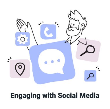 Sosyal medya konsepti taslak biçimi simgeleri iletişim kişisi akıllı telefon uygulamaları minimalist vektör illüstrasyonuna giriliyor