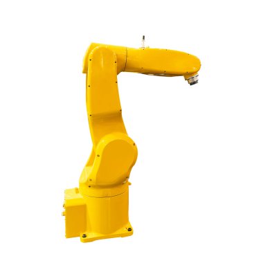 Sanayi için otomatik kol beyaz arkaplanda izole edildi