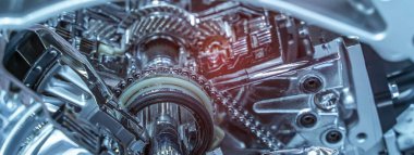 Arabanın süspansiyon ve dişlilerinin metalik arka planı