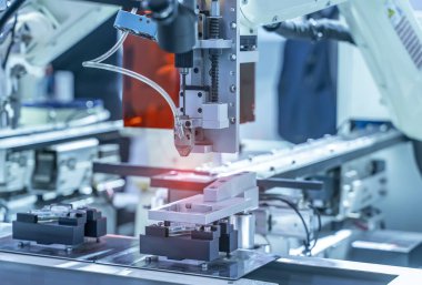 Akıllı robot akıllı fabrika, endüstri 4.0 ve teknoloji üzerinde çalışıyor..