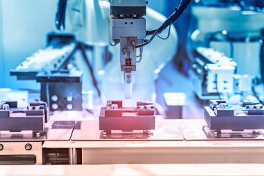 Akıllı robot akıllı fabrika, endüstri 4.0 ve teknoloji üzerinde çalışıyor..