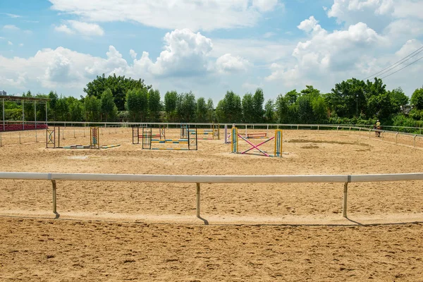 Acessórios Para Treinamentos Eventos Cavalos Centro Treinamento Equestre Rural — Fotografia de Stock