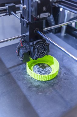 Modern 3D yazıcı yazıcı figür yakın çekim makrosu