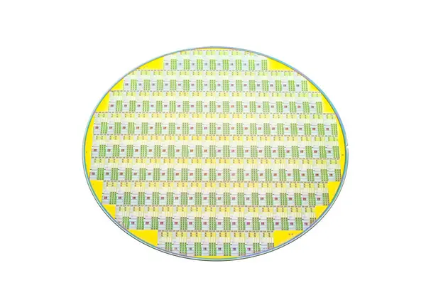 Semiconductor wafer disk made of silicon isolated on white