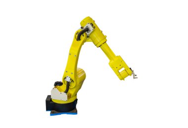 Endüstriyel robot kol üzerinde beyaz izole