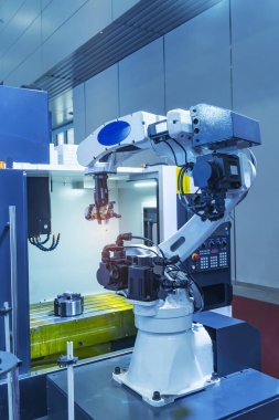 Akıllı robot akıllı fabrika, endüstri 4.0 ve teknoloji üzerinde çalışıyor..