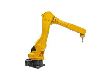 Endüstriyel robot kol üzerinde beyaz izole