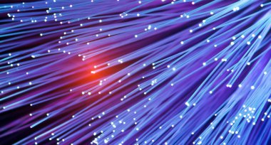 Optik fiber dinamik teknoloji arka planının derinliklerinden uçuyor.