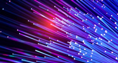 Optik fiber dinamik teknoloji arka planının derinliklerinden uçuyor.