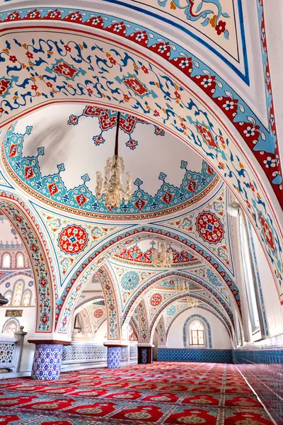 Wnętrze Majestatycznego Meczetu Manavgat Turcji Europa Obrazek Stockowy