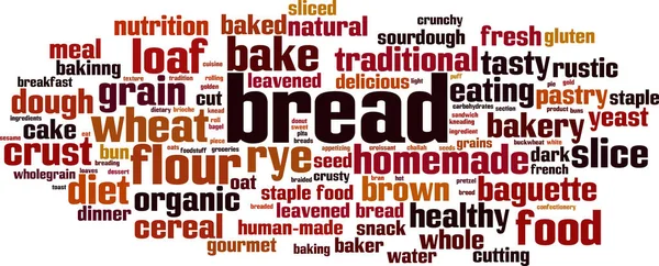 パンワードクラウドの概念 パンについての言葉で作られたコラージュ ベクターイラスト — ストックベクタ