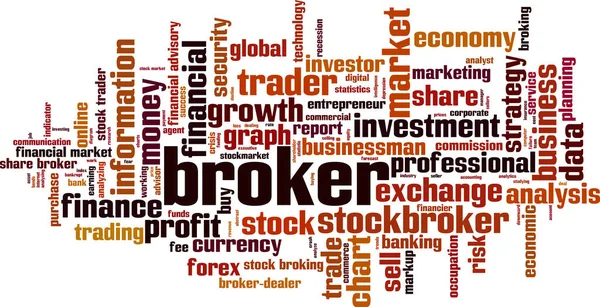 Concepto Nube Palabra Broker Collage Hecho Palabras Sobre Corredor Ilustración — Vector de stock