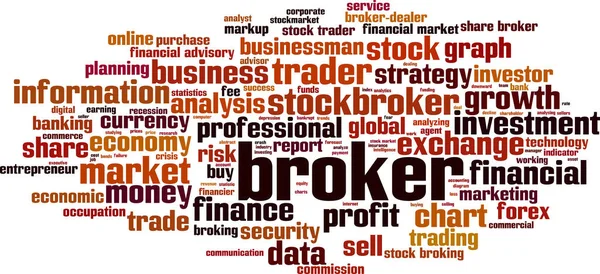 Broker Word Cloud Concept Collage Made Words Broker Vector Illustration — Stock Vector