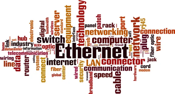 Concepto Nube Palabras Ethernet Collage Hecho Palabras Sobre Ethernet Ilustración — Archivo Imágenes Vectoriales