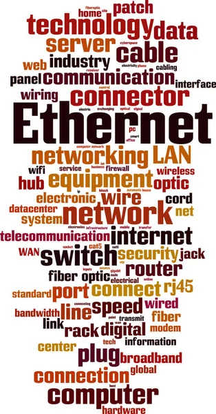 Ethernet Ord Moln Koncept Collage Gjord Ord Ethernet Vektorillustration — Stock vektor