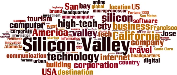 硅谷词语云的概念 关于硅谷的文字构成的学院 矢量说明 — 图库矢量图片