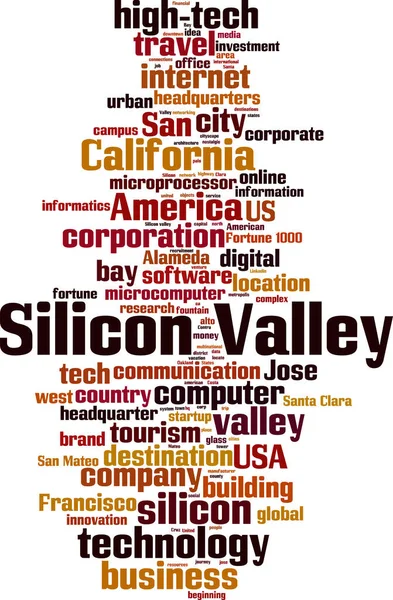 硅谷词语云的概念 关于硅谷的文字构成的学院 矢量说明 — 图库矢量图片