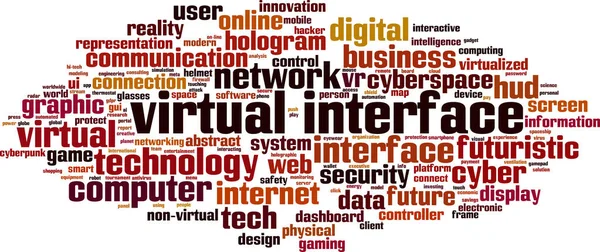Koncepcja Chmury Słów Interfejsu Wirtualnego Kolaż Wykonany Słów Wirtualnym Interfejsie — Wektor stockowy