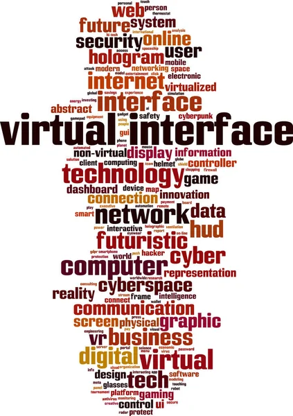 Concept Cloud Interface Virtuelle Collage Composé Mots Sur Interface Virtuelle — Image vectorielle
