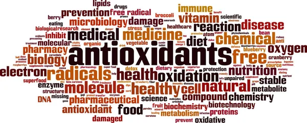 Concepto Nube Palabras Antioxidantes Collage Hecho Palabras Sobre Antioxidantes Ilustración — Archivo Imágenes Vectoriales
