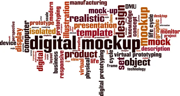 Mockup Digital Conceito Nuvem Palavras Colagem Feita Palavras Sobre Maquetes — Vetor de Stock