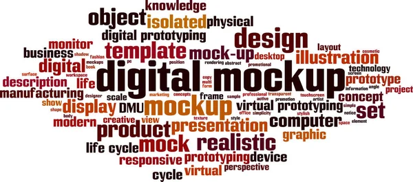 Mockup Digital Conceito Nuvem Palavras Colagem Feita Palavras Sobre Maquetes — Vetor de Stock