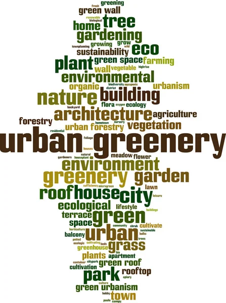 Verde Urbano Concepto Nube Palabras Collage Hecho Palabras Sobre Vegetación — Vector de stock