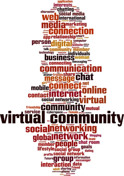 虚拟社区 文字云的概念 关于虚拟社区的词汇拼凑而成的学院 矢量说明 — 图库矢量图片