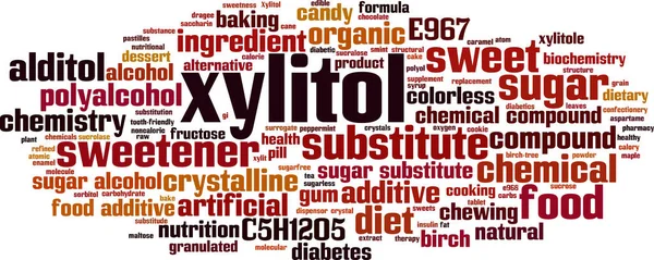 Xylitol 单词云的概念 关于木糖醇的词汇拼凑而成的学院 矢量说明 — 图库矢量图片
