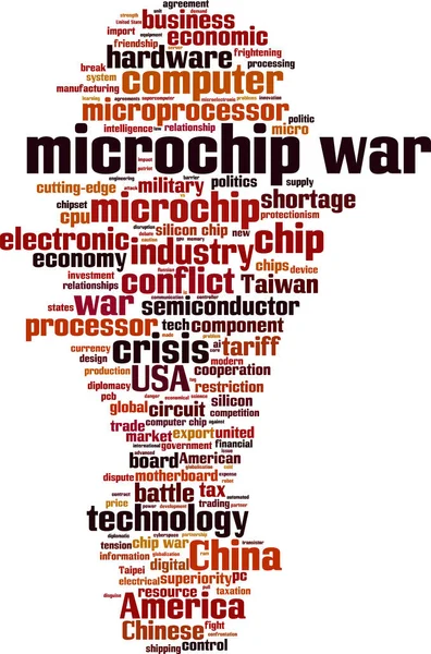 Microchip War Word Cloud Concept Collage Fatto Parole Sulla Guerra — Vettoriale Stock