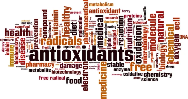 Concepto Nube Palabras Antioxidantes Collage Hecho Palabras Sobre Antioxidantes Ilustración Ilustraciones de stock libres de derechos
