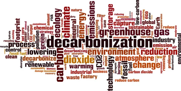 Koncepcja Chmury Słów Dekarbonizacji Kolaż Wykonany Słów Dekarbonizacji Ilustracja Wektora — Wektor stockowy