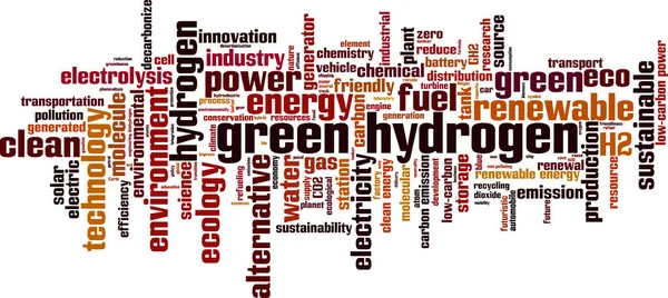 Concetto Nube Idrogeno Verde Collage Parole Sull Idrogeno Verde Illustrazione — Vettoriale Stock