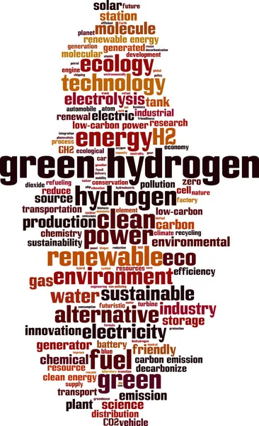 Conceito Nuvem Verde Palavras Hidrogênio Colagem Feita Palavras Sobre Hidrogênio — Vetor de Stock