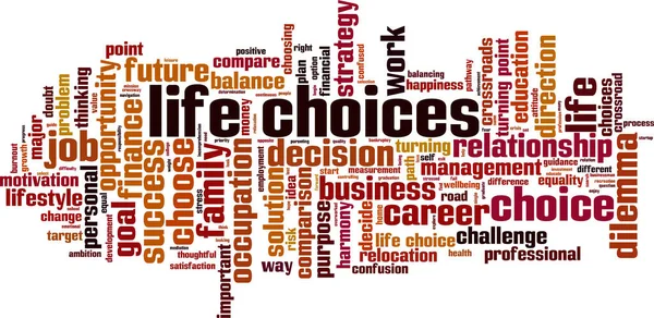 生活选择一词云的概念 关于生活选择的词汇组成的大学 矢量说明 — 图库矢量图片