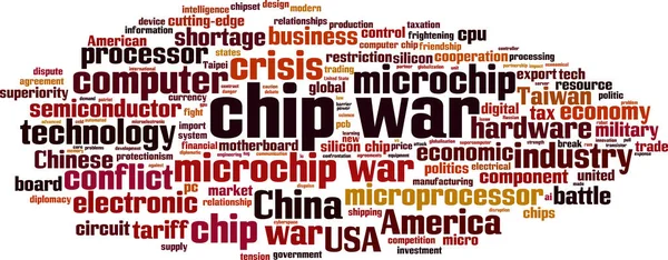 Concepto Nube Palabras Guerra Chip Collage Hecho Palabras Sobre Guerra — Vector de stock