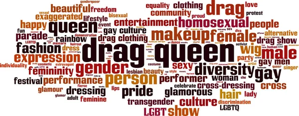 Drag Queen Kelime Bulut Konsepti Travesti Hakkında Kolaj Yapmak Vektör — Stok Vektör