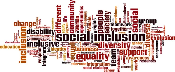 Koncepcja Społecznej Integracji Słowa Chmura Kolaż Wykonany Słów Integracji Społecznej — Wektor stockowy