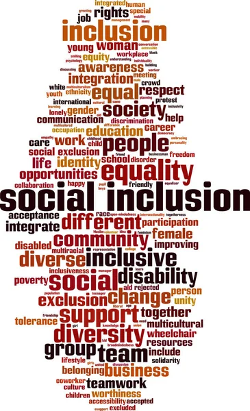 Inclusion Sociale Concept Nuage Mot Collage Composé Mots Sur Inclusion — Image vectorielle