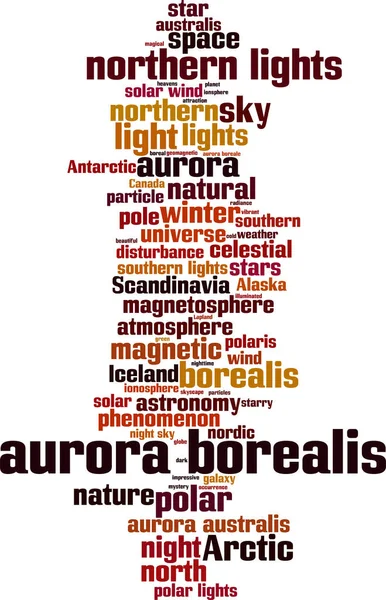 Aurora Borealis 클라우드 개념입니다 Aurora Borealis 단어로 만들어 콜라주 일러스트 벡터 그래픽