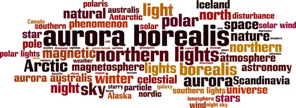 Aurora Borealis Ordet Sky Konsept Samarbeid Laget Ord Nordlys Vektorillustrasjon vektorgrafikker