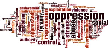 Oppression word cloud concept. Collage made of words about oppression. Vector illustration clipart