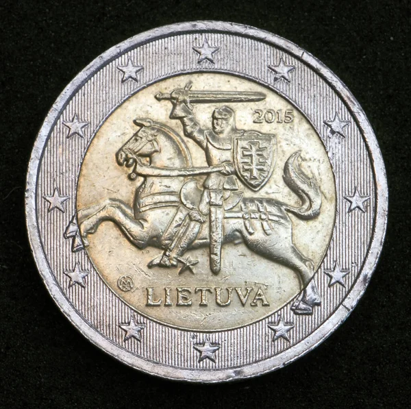 Powrót Rewers Narodowy Monety Nominale Euro Litwy Przedstawia Herb Republiki — Zdjęcie stockowe