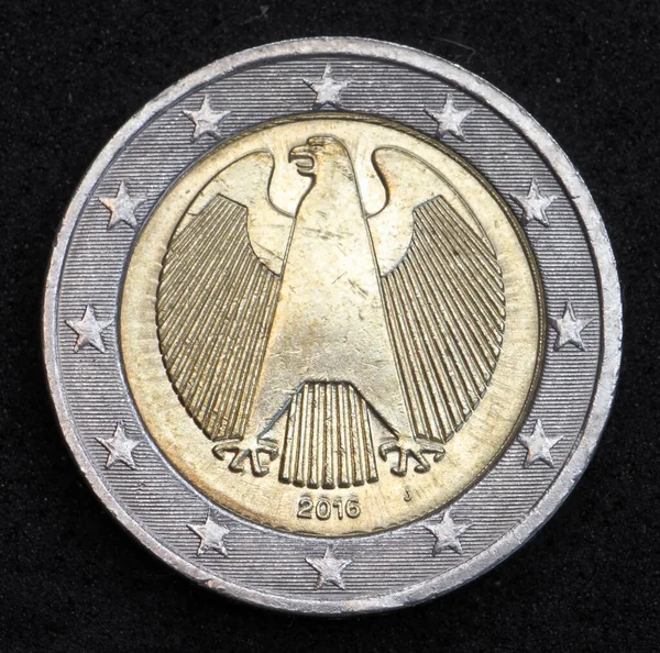 Atrás Cara Nacional Moneda Euros Alemania Muestra Emblema Del Águila —  Fotos de Stock