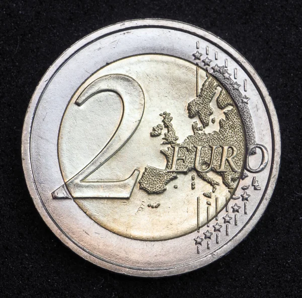Cara Común Moneda Euros Muestra Mapa Europa Con Fondo Que —  Fotos de Stock