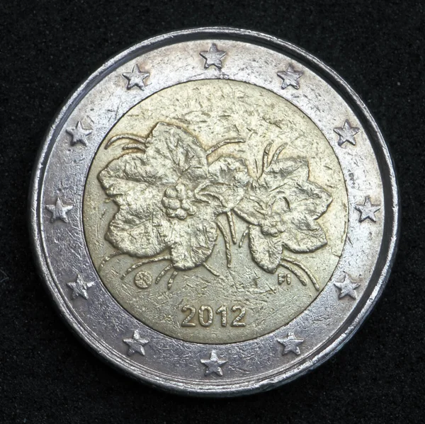 Indietro Lato Nazionale Euro Moneta Dalla Finlandia Mostra Bacche Nuvolose — Foto Stock