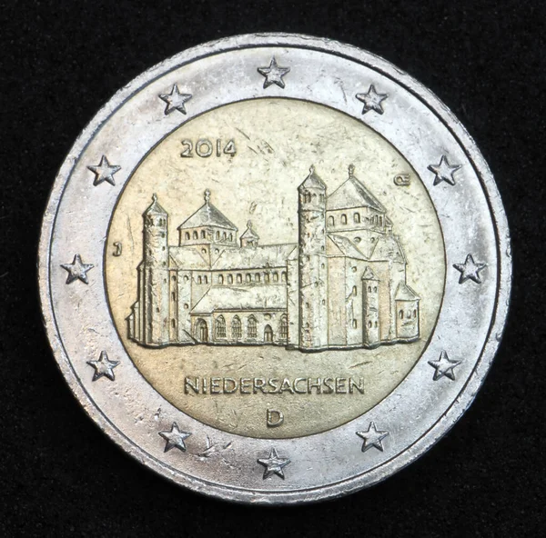 Atrás Cara Nacional Moneda Euros Alemania Muestra Iglesia San Miguel —  Fotos de Stock