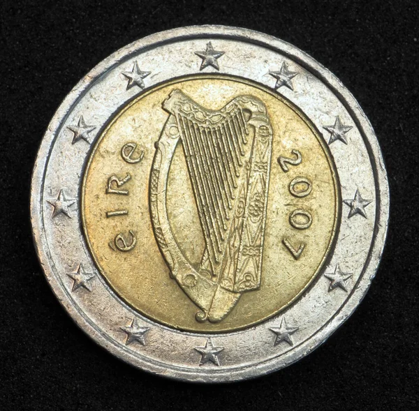 Atrás Cara Nacional Moneda Euros Irlanda Muestra Arpa Celta Símbolo —  Fotos de Stock