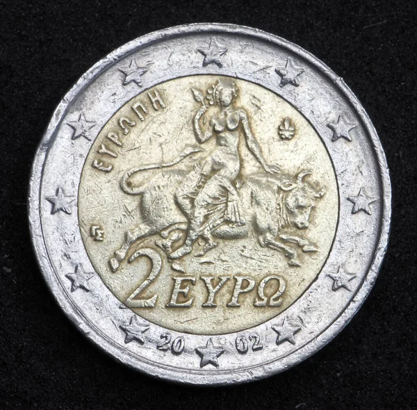 Powrót Narodowa Strona Monety Nominale Euro Grecji Pokazuje Mitologiczną Scenę — Zdjęcie stockowe