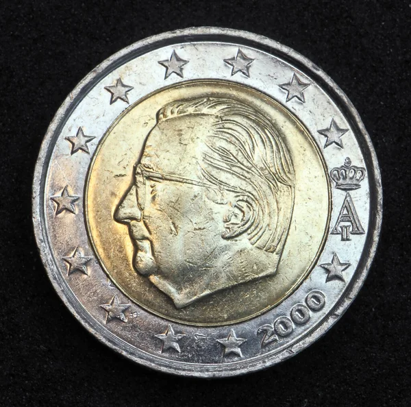 Powrót Narodowy Rewers Monety Nominale Euro Belgii Przedstawia Wizerunek Jego — Zdjęcie stockowe